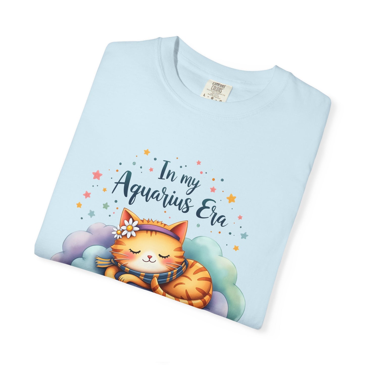 In My Aquarius Era Tee – Colorful Zodiac Cat Shirt
