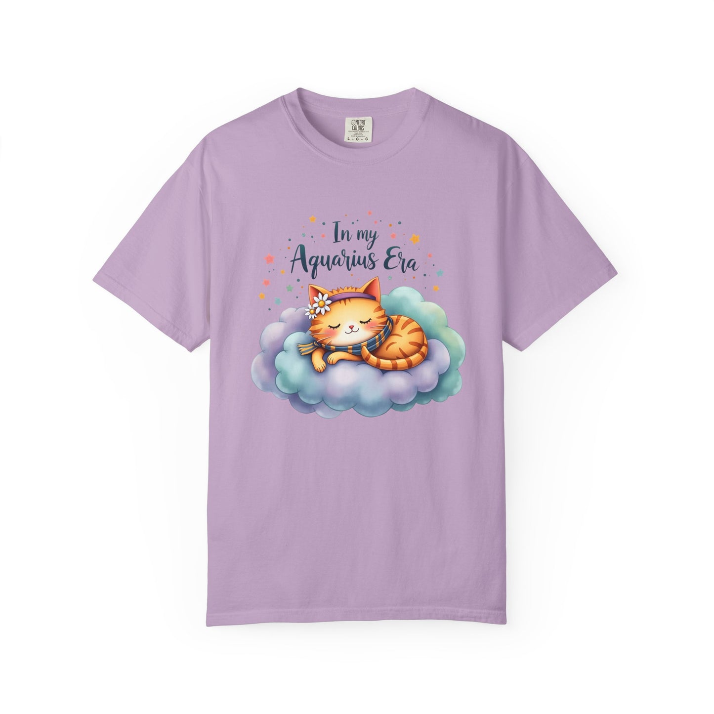 In My Aquarius Era Tee – Colorful Zodiac Cat Shirt