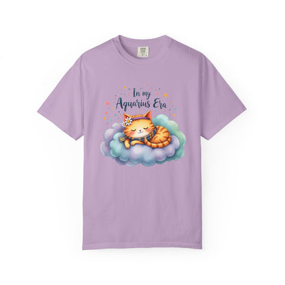 In My Aquarius Era Tee – Colorful Zodiac Cat Shirt