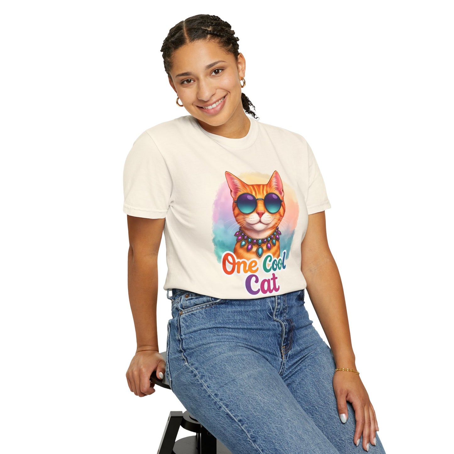 One Cool Cat  -  Funny Retro Groovy Cat Lover Tee