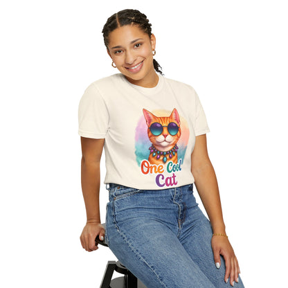 One Cool Cat  -  Funny Retro Groovy Cat Lover Tee