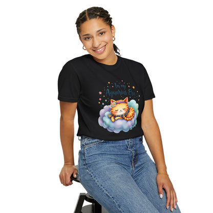 In My Aquarius Era Tee – Colorful Zodiac Cat Shirt