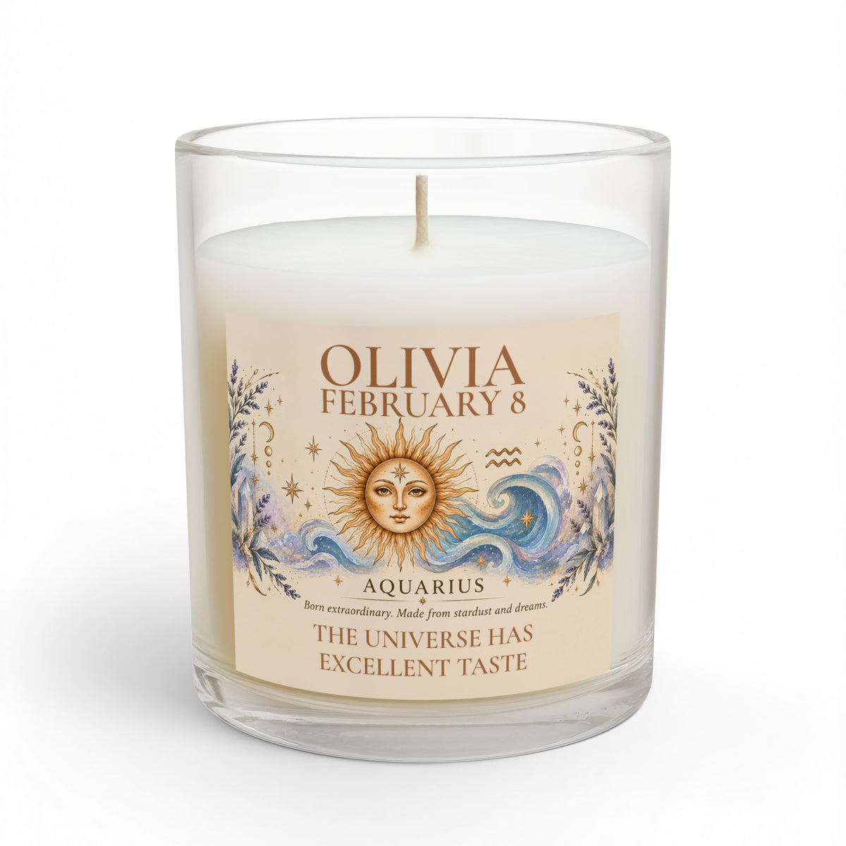 Personalized Aquarius Zodiac Candle 11oz