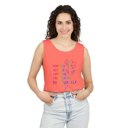 Be Yourself Affirmation Tank Top, May You Always Have the Freedom to Be Yourself Shirt, Self Love Graphic Tank, Inspirational Gift for Her, Rainbow Flower Tank
