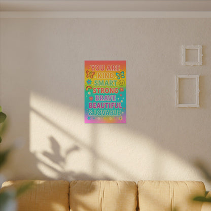 You Are Kind Smart & Strong – Rainbow Affirmation Canvas Wall Art