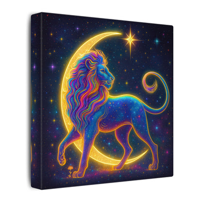 Radiant Rainbow Lion – Celestial Wall Art (Leo Inspired)
