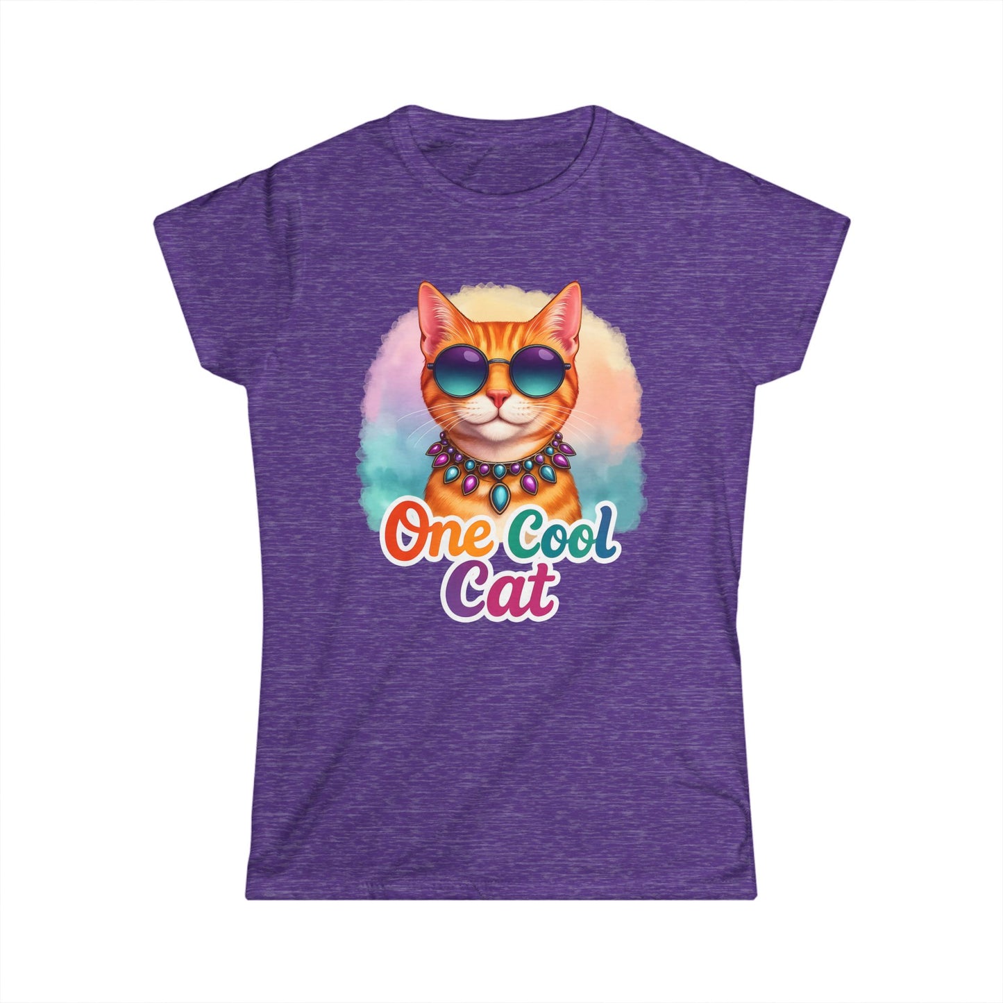 One Cool Cat Women’s Softstyle Tee – Colorful Retro Sunglasses Shirt