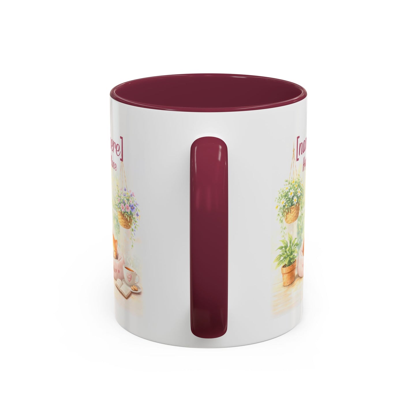 Personalized Name Cat Mug - Custom "Happy Place" Ceramic Mug for Cat Lovers