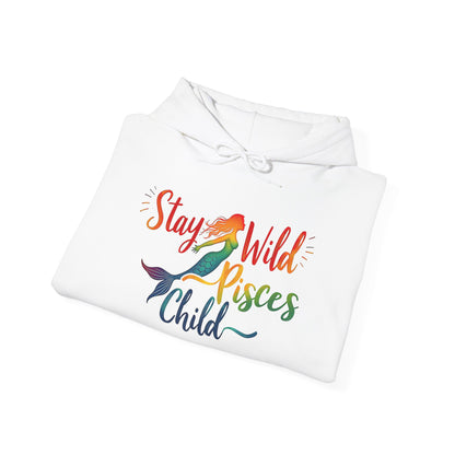 Stay Wild Pisces Child Hoodie | Rainbow Mermaid Astrology Sweatshirt | Cozy Zodiac Gift for Dreamers | Water Sign Starry Pullover | Mystical Pisces Apparel