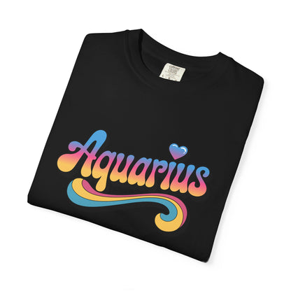 Aquarius – Retro Groovy Zodiac Tee