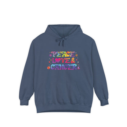 Peace Love & Cancer Unisex Hoodie – Groovy Retro Comfort Colors Midweight Hoodie