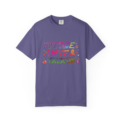 Peace Love & Taurus – Earthy Retro Zodiac Tee