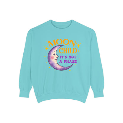 Moon Child It's Not a Phase Unisex Crewneck – Colorful Celestial Comfort Colors Midweight Sweatshirt