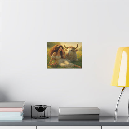 Beauty and the Bull: Art Nouveau Taurus Goddess Wall Art
