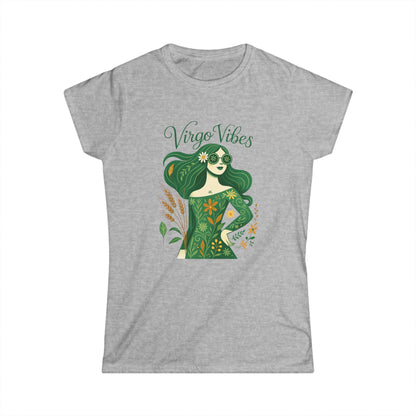 Virgo Vibes Women’s Softstyle Tee – Empowering Botanical Colorful Shirt
