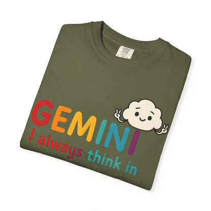 Gemini I Always Think in Air Quotes Tee – Colorful Zodiac Humor Shirt