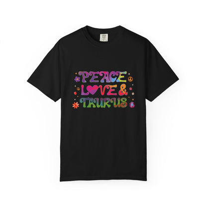 Peace Love & Taurus – Earthy Retro Zodiac Tee