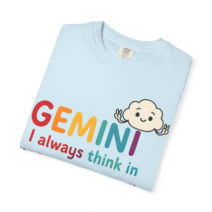 Gemini I Always Think in Air Quotes Tee – Colorful Zodiac Humor Shirt