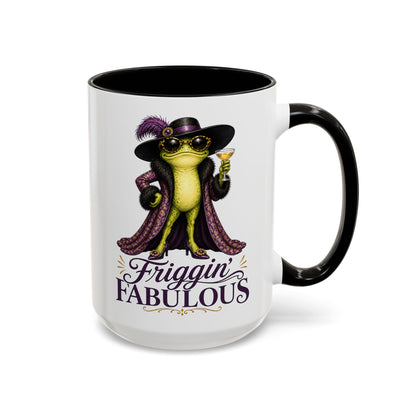 Friggin' Fabulous Frog Mug | Funny Frog Coffee Mug | Glam Fashion Frog Gift for Women | Colored Mug