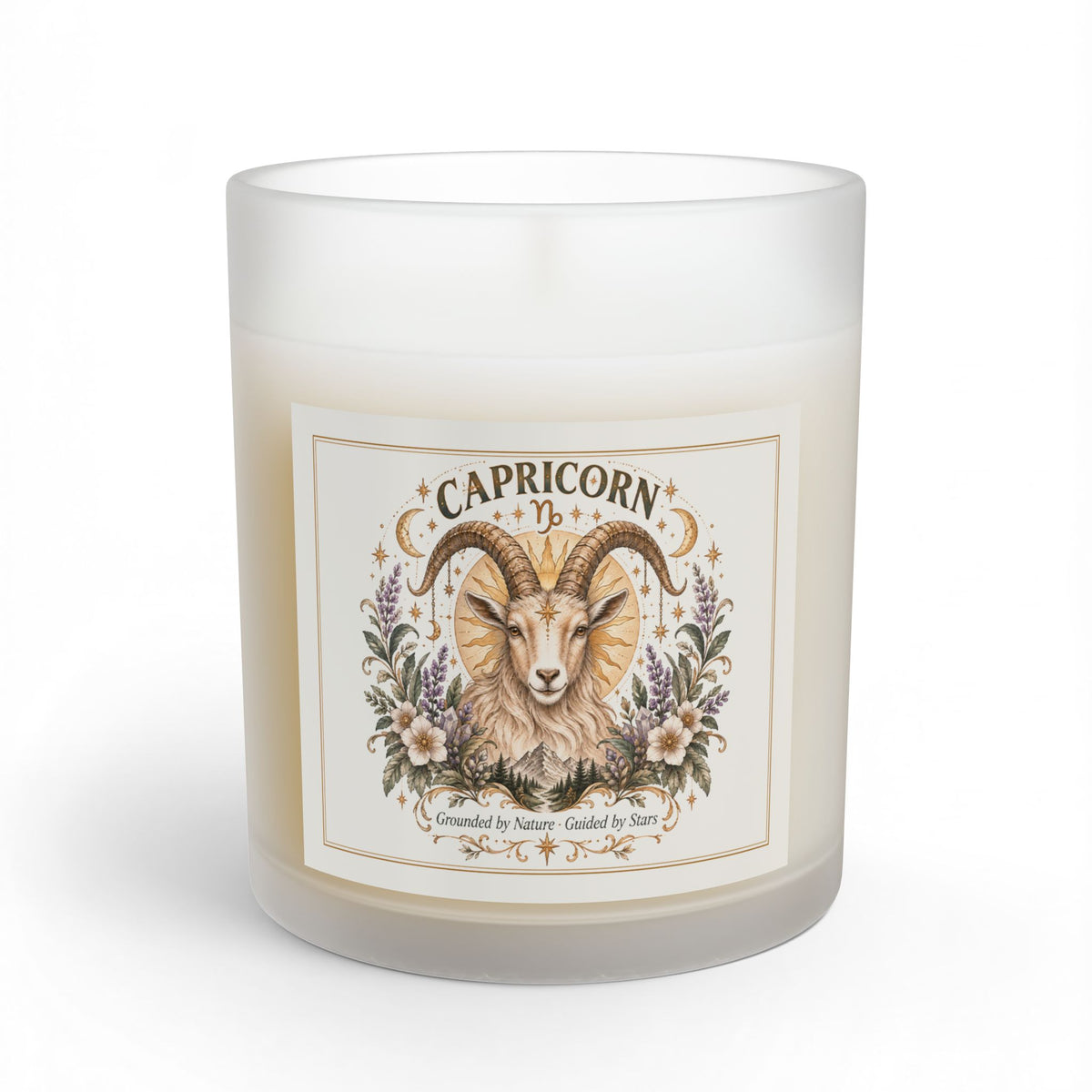 Capricorn Floral Zodiac Candle 11oz | Goat Astrology Celestial Home Decor