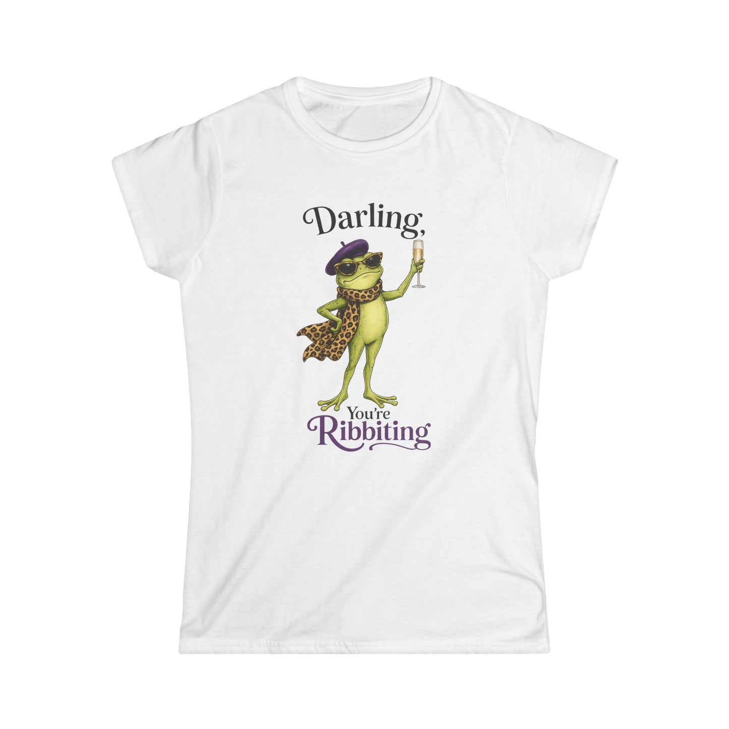 Darling, You’re Ribbiting Women’s Frog Tee | Funny Fashion Frog Affirmation Shirt | Glam Frog Graphic Tee