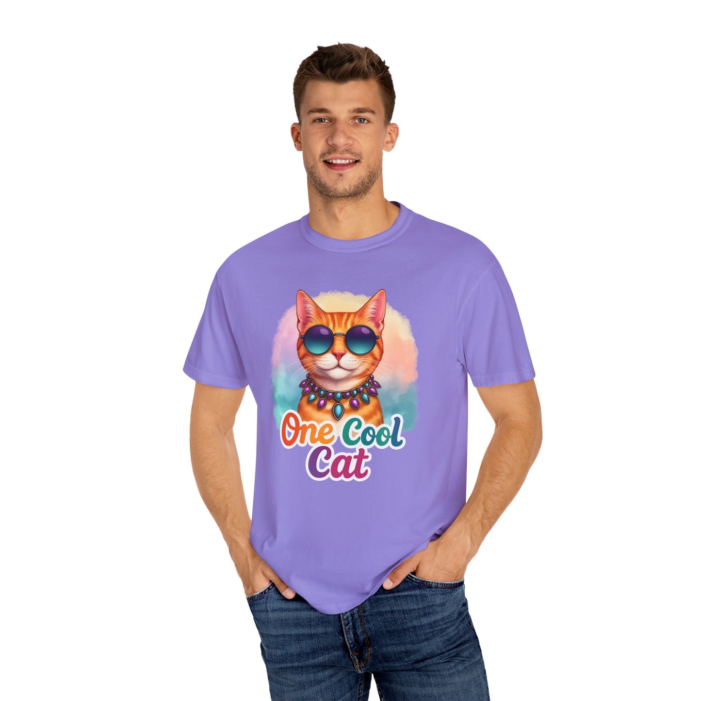 One Cool Cat  -  Funny Retro Groovy Cat Lover Tee