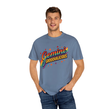 Gemini Groovalicious - Retro Disco Rainbow Zodiac Tee - Enchanted Sky