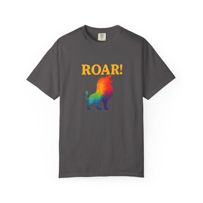 ROAR! – Retro Rainbow Lion Tee for Cosmic Confidence