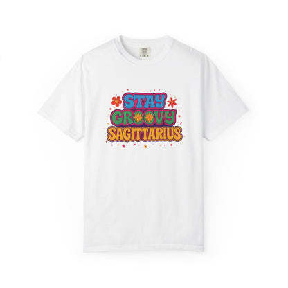 Stay Groovy Sagittarius – Retro Flower Power Zodiac Shirt