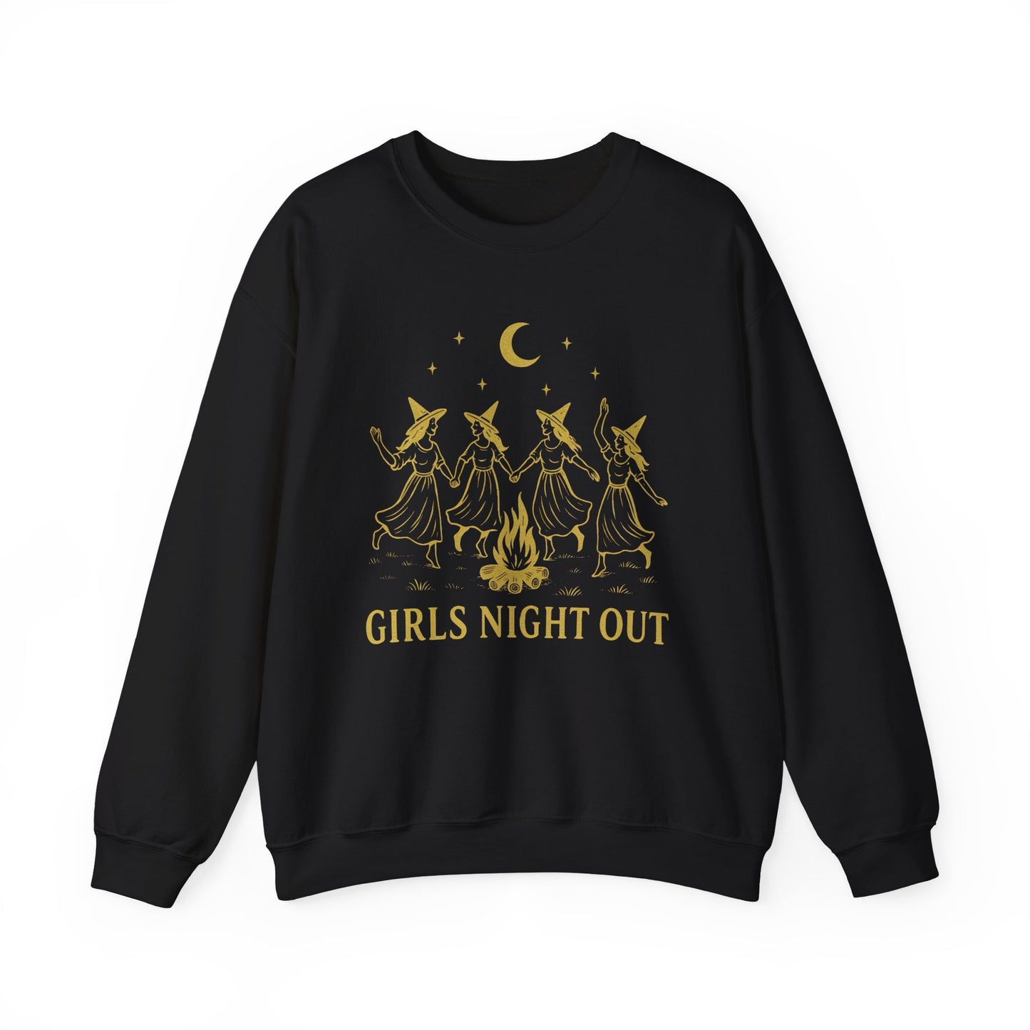 Girls Night Out Crewneck Sweatshirt – Dancing Witches Bonfire Graphic (Unisex)