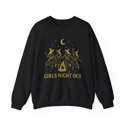 Girls Night Out Crewneck Sweatshirt – Dancing Witches Bonfire Graphic (Unisex)