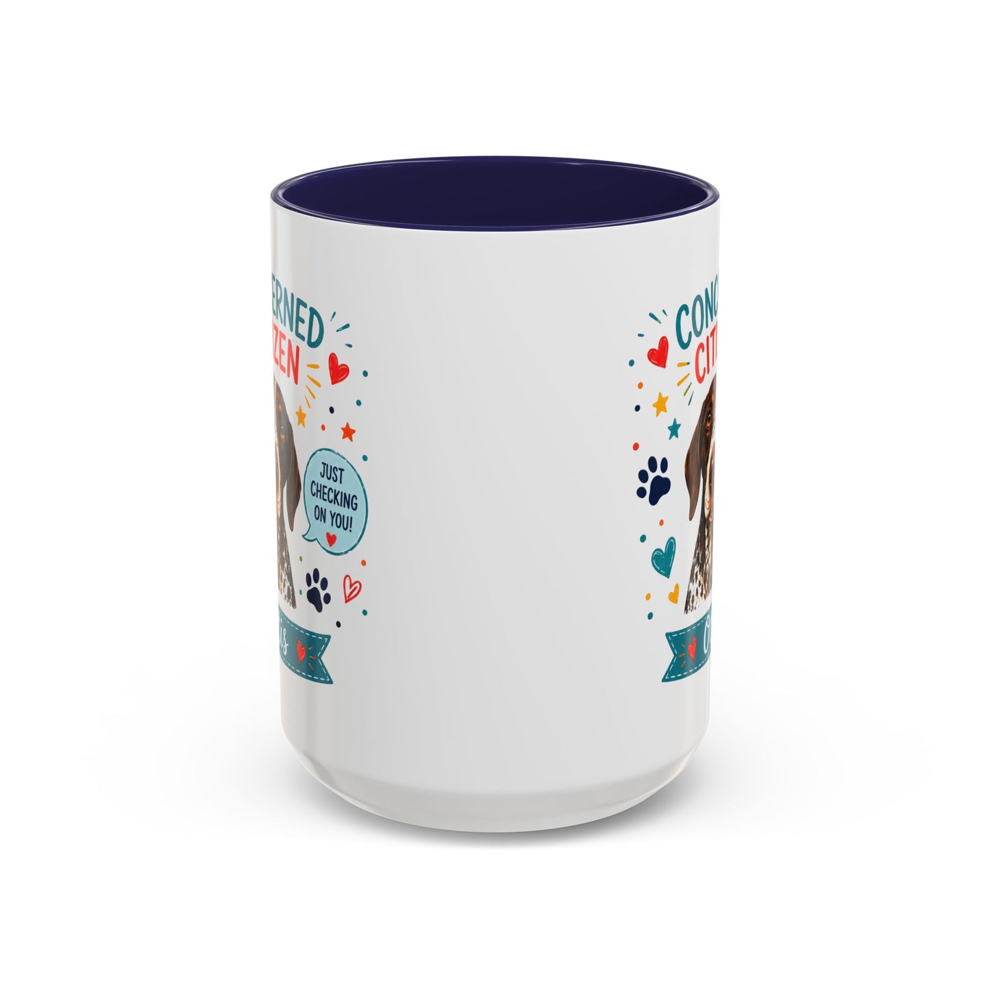 Personalized Dog Mug "Concerned Citizen" | Custom Pet Color Accent Mug with Dog Photo & Name | Funny Dog Lover Gift