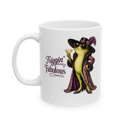 Friggin’ Fabulous Frog Mug | Funny Fashion Frog Affirmation Coffee Mug | Glam Frog Gift for Women