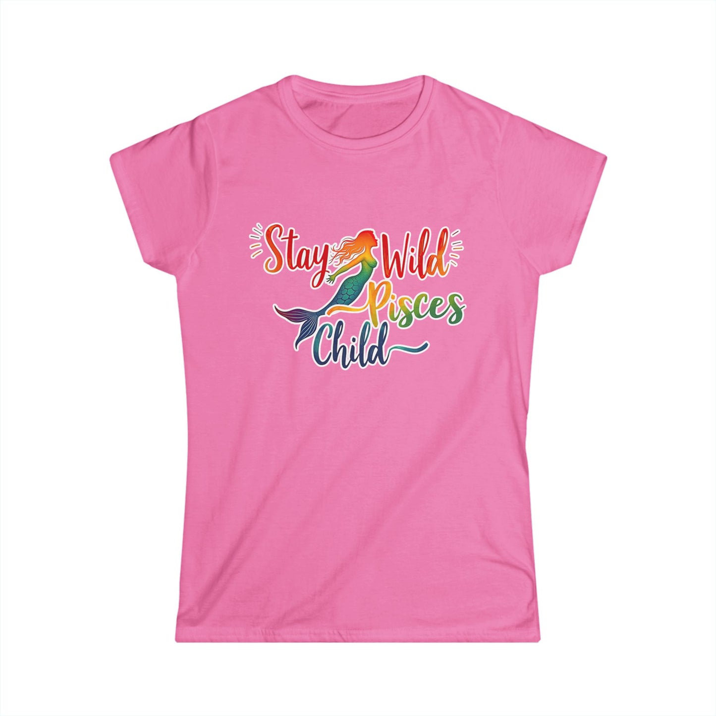 Stay Wild Pisces Child Women’s Softstyle Tee – Empowering Mermaid Zodiac Shirt