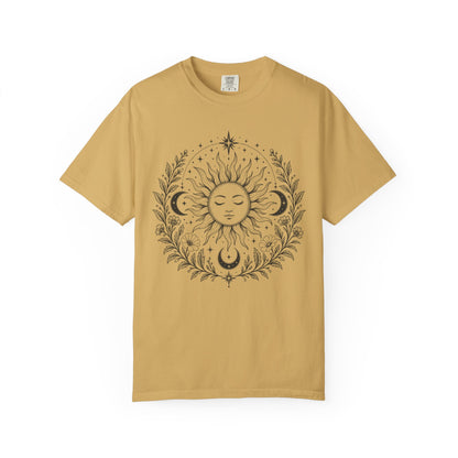 Boho Spiritual Sun and Floral Hippie Unisex T-Shirt