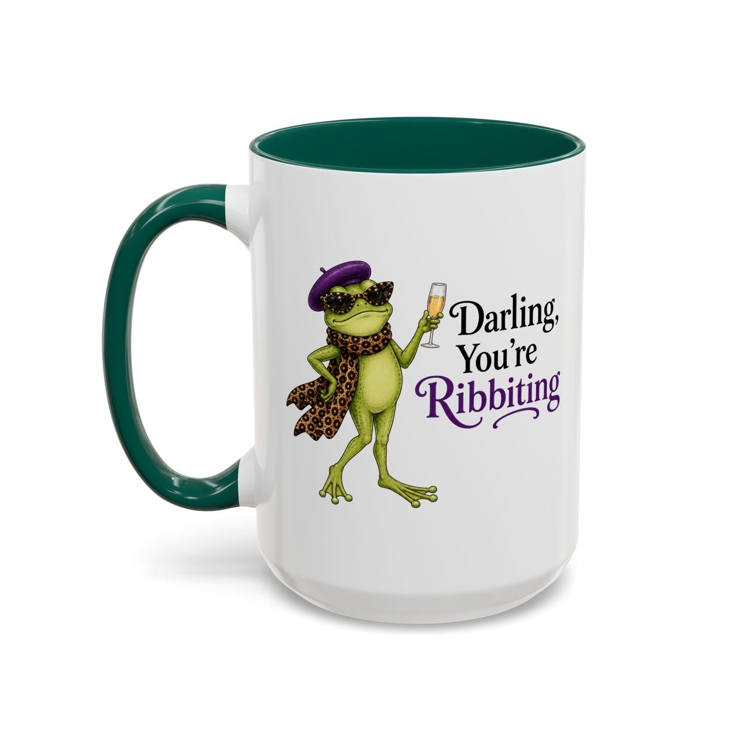 Darling You're Ribbiting Frog Mug | Funny Fashion Frog Coffee Mug | Glam Frog Gift for Women | Colored Mug