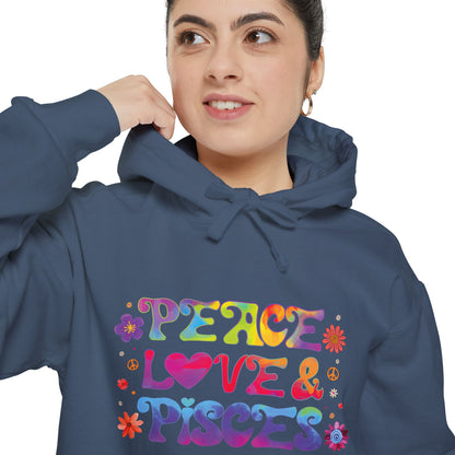 Peace Love & Pisces Unisex Hoodie – Groovy Retro Comfort Colors Midweight Hoodie