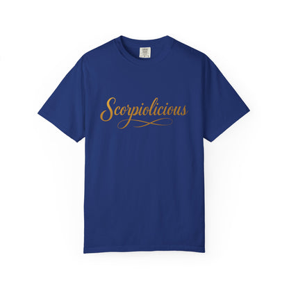 Scorpiolicious – Retro Script Scorpio Tee