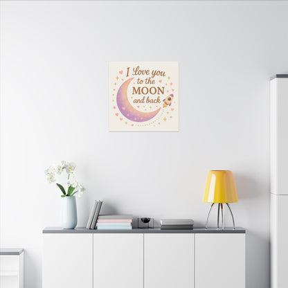 I Love You to the Moon and Back – Adorable Pastel Moon & Rocket Wall Art (Eco-friendly Canvas)