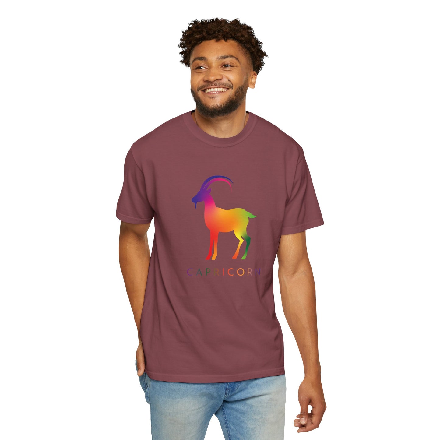 Capricorn – Rainbow Gradient Zodiac Goat Tee