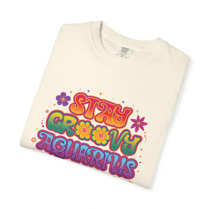 Stay Groovy Aquarius – Retro Flower Power Tee