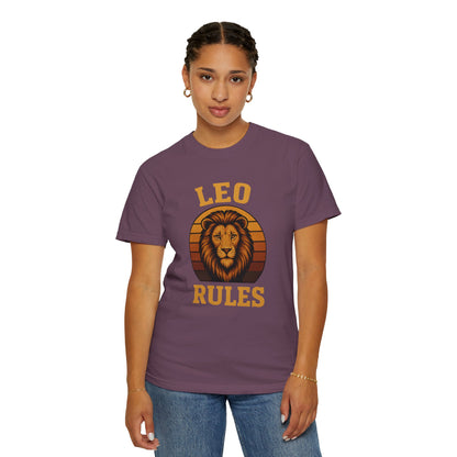 Leo Rules – Vintage Sunset Zodiac Tee