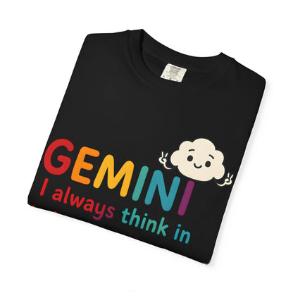 Gemini I Always Think in Air Quotes Tee – Colorful Zodiac Humor Shirt