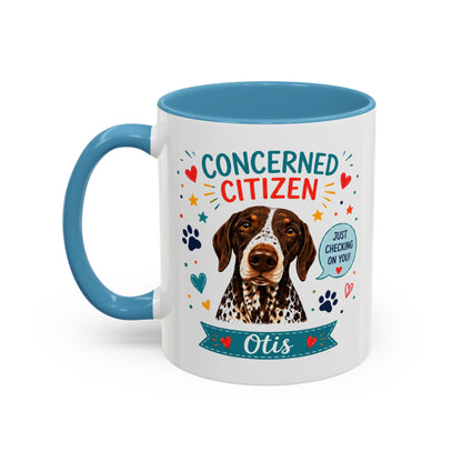 Personalized Dog Mug "Concerned Citizen" | Custom Pet Color Accent Mug with Dog Photo & Name | Funny Dog Lover Gift