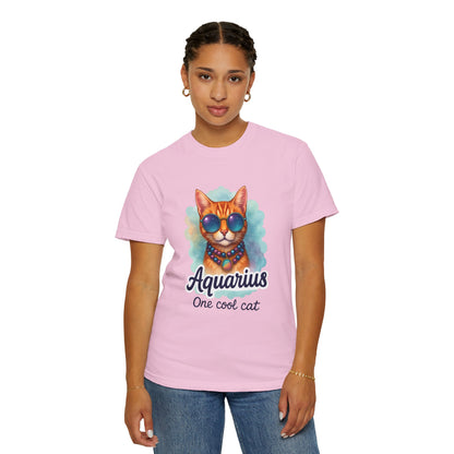 Aquarius One Cool Cat – Groovy Cosmic Kitty T-shirt