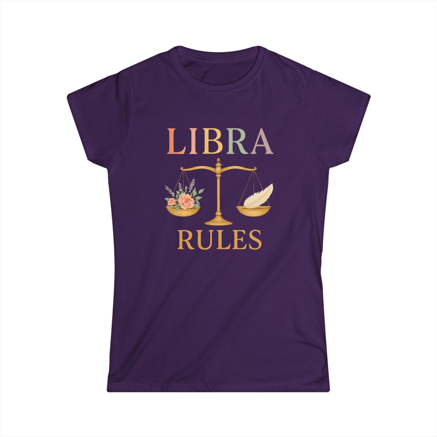 Libra Rules Women’s Softstyle Tee – Empowering Zodiac Celestial Shirt