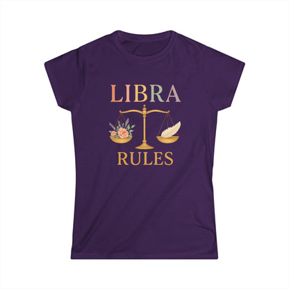 Libra Rules Women’s Softstyle Tee – Empowering Zodiac Celestial Shirt