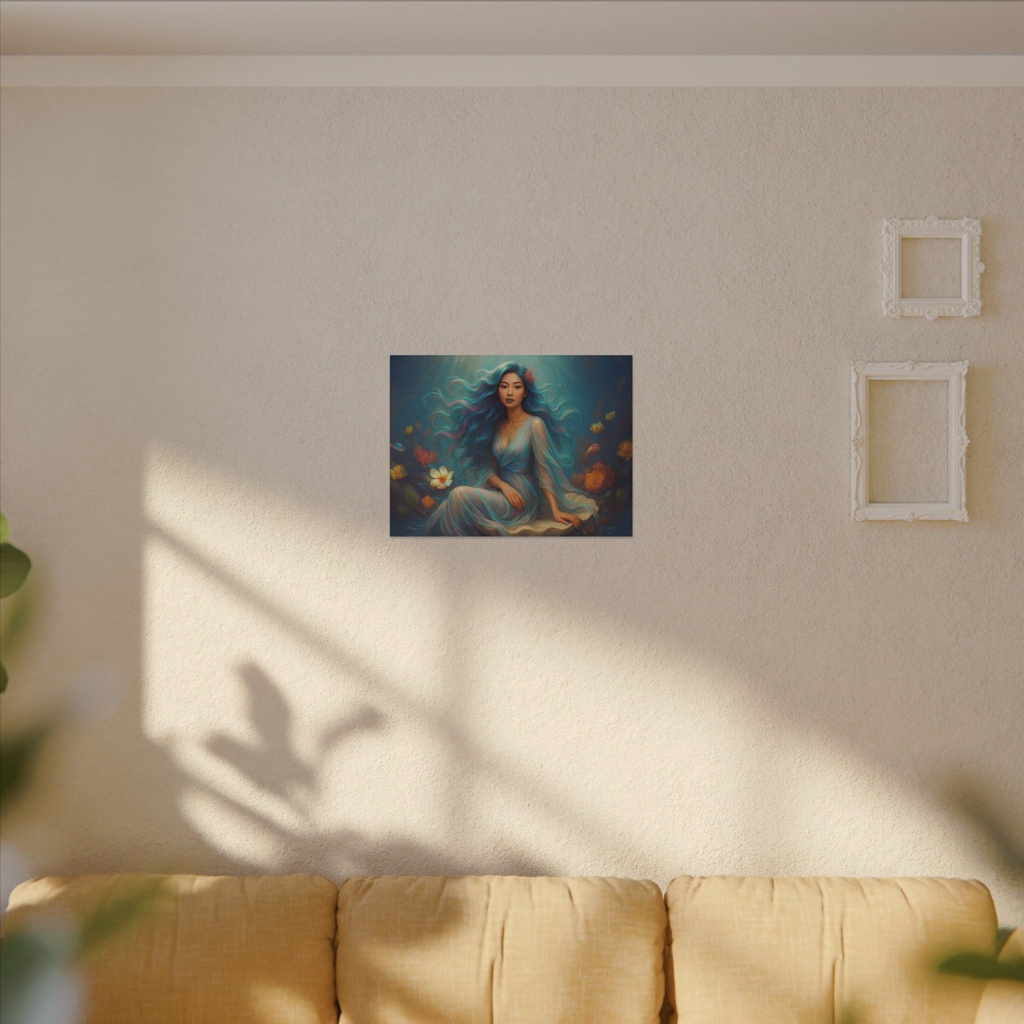 Pisces Zodiac Wall Art, Ocean Goddess Canvas Print, Astrology Home Decor, Pisces Gift for Her, Underwater Fantasy Painting, Star Sign Wall Decor