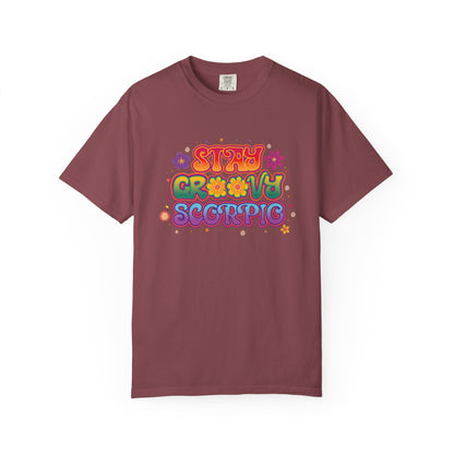 Stay Groovy Scorpio Tee – Groovy Flower Power Zodiac Shirt