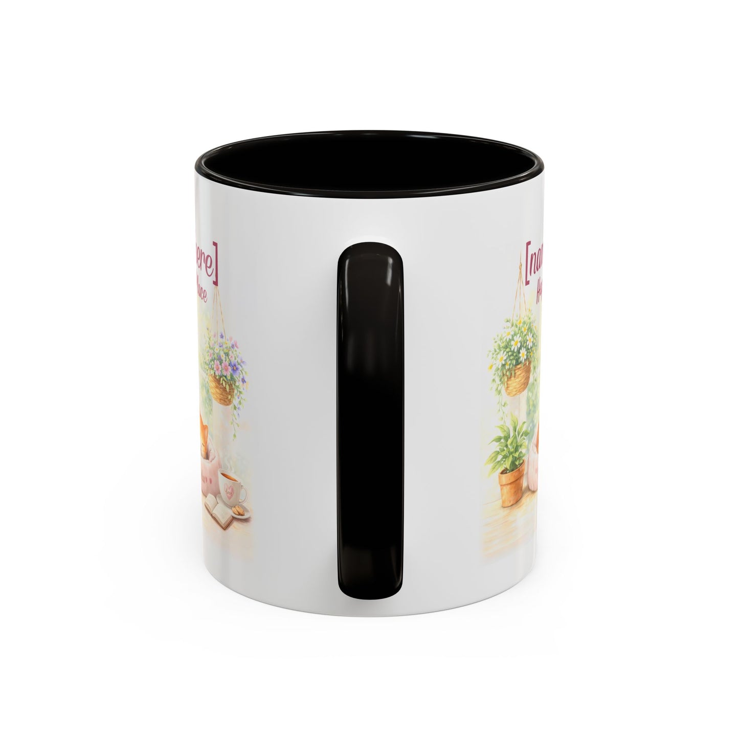 Personalized Name Cat Mug - Custom "Happy Place" Ceramic Mug for Cat Lovers
